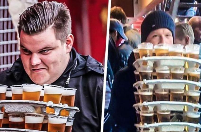Un fan de soccer transporte 64 bières en une seule fois pour ne rien manquer 